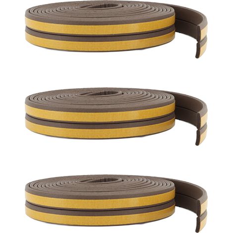 Bande d'étanchéité en mousse adhésive pour porte, 6 rouleaux marron, isolant thermique et acoustique, joint auto-collant pour fenêtres et portes. (1/5)