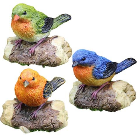 Ornements d'oiseaux pour jardin féérique, petits jouets peints à la main à faire soi-même pour la décoration de bonsaïs et de pots de fleurs de jardin.-no birds nest (1/5)