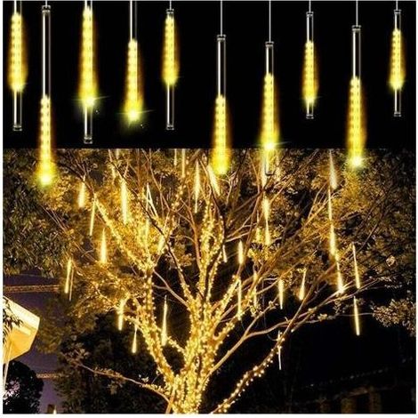pair - Guirlandes lumineuses de Noël d'extérieur, effet pluie LED, étoile filante, blanc chaud - (1/3)