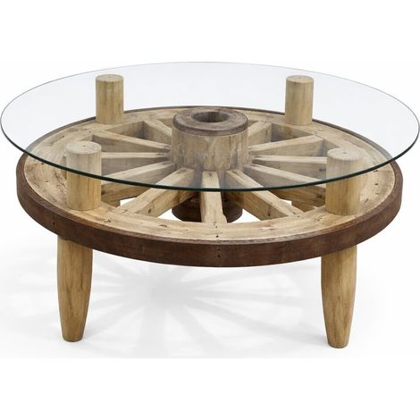 Mesa Centro Madera Metal 90X90X45 Rueda (1/5)