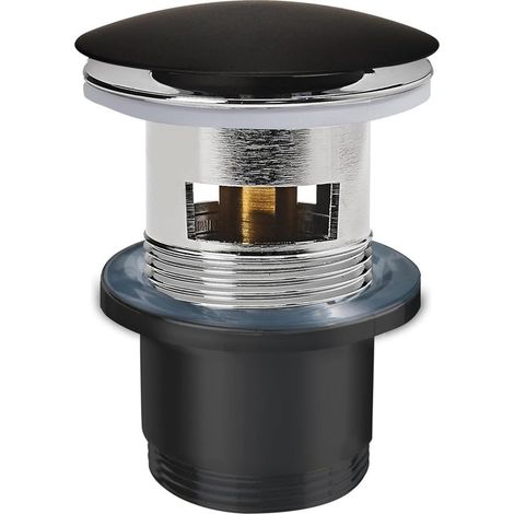 1 - Waschbeckenablauf - Messing - Quick-Clac-System mit Überlauf 80 mm für moderne Badezimmer Schwarz (1/4)