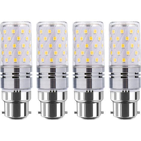 Lampadine LED B22, tipo a pannocchia, 12W, confezione da 4, equivalenti a una lampadina a incandescenza da 100W, 4000K, AC85-265V. Attacco a baionetta B22. (1/5)