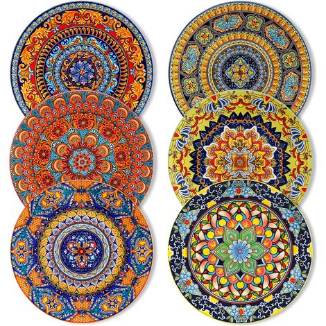 Lot de 6 assiettes plates, Ø 27 cm, adaptées au lave-vaisselle et au micro-ondes, assiettes à pâtes, assiettes à petit-déjeuner (1/5)