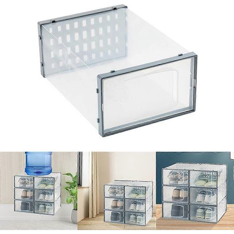 Boîte de rangement à chaussures en plastique transparent épais, empilable, pour étui à chaussures, organisateur Conta (1/4)