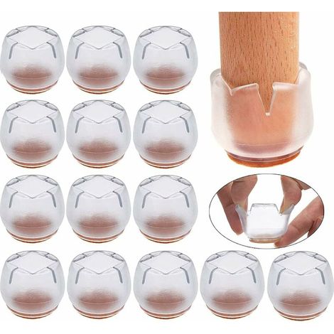 16 pezzi di tappi per sedie da 21-25 mm, cuscinetti per piedini per mobili, protezioni rotonde e quadrate in silicone, tappi per gambe di mobili, coprigambe per sedie, protezioni antigraffio per tavol
