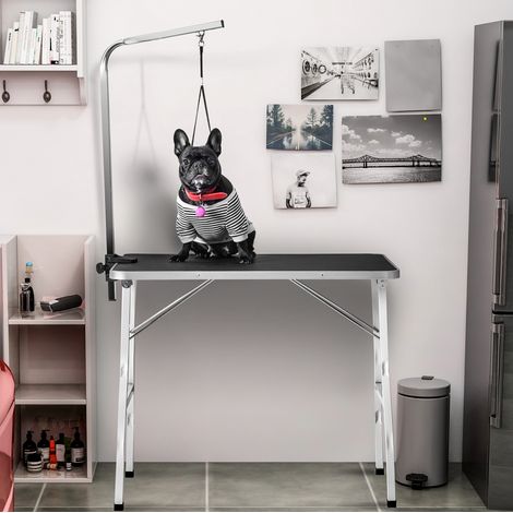 Tierpflegetisch 90 x 60 x 76 cm mit verstellbarem Arm, schwarz-weiß, OKMYHOME (1/5)