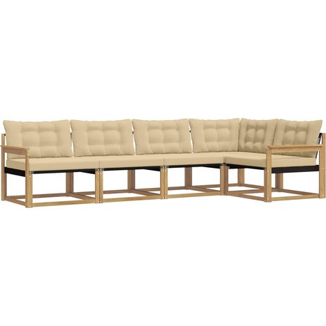 Conjunto de sofás de exterior 5 uds. y Beige vidaXL (1/5)
