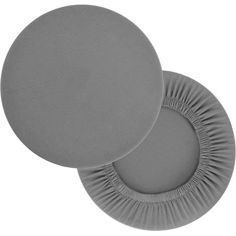 Housses de tabouret rondes en tissu élastique ultra-douces lavables – Lot de 2, hauteur 30 à 45 cm, pour bureau et salle de réunion (1/4)