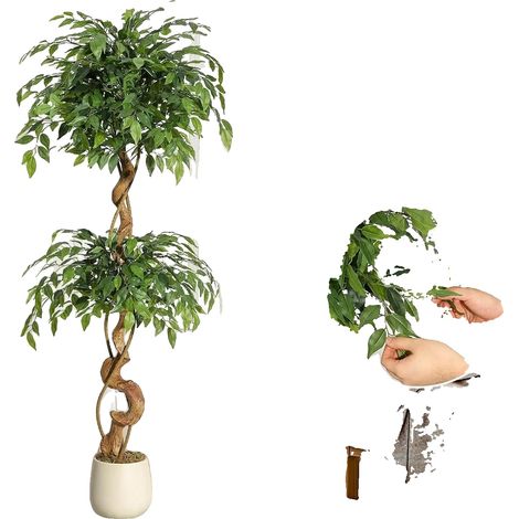 Albero di ficus artificiale, design a più livelli, elegante decorazione per la casa, 152 cm (5 piedi) (1/2)