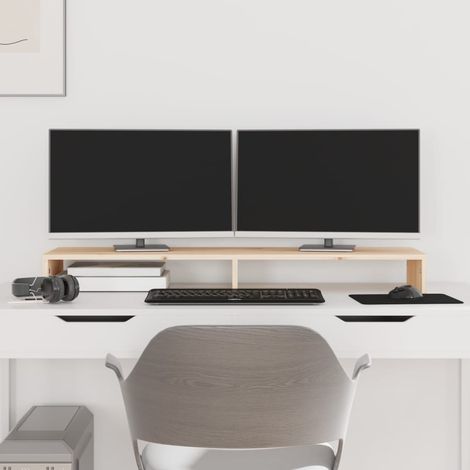 Support de moniteur - Réhausseur d'écran 100x27x10 cm Bois de pin solide BV893747 - BonneVie (1/5)