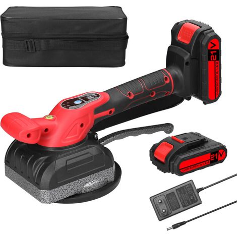 Machine à poser les carreaux 21V, outil électrique vibrant pour la pose de carreaux de sol, outil de décoration intérieure avec ventouses, deux batteries et un chargeur