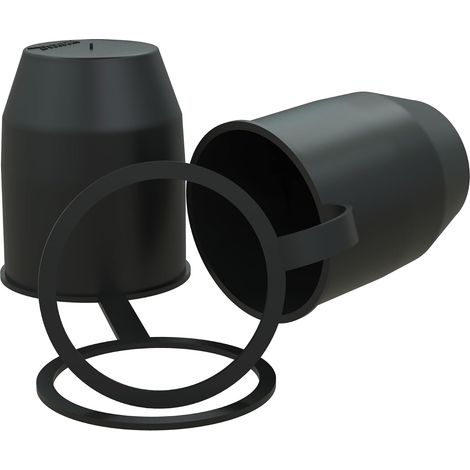 Protector de bola de remolque con anillo de retención Tapa protectora de bola de enganche de remolque Negro: kit de 2 piezas (1/5)
