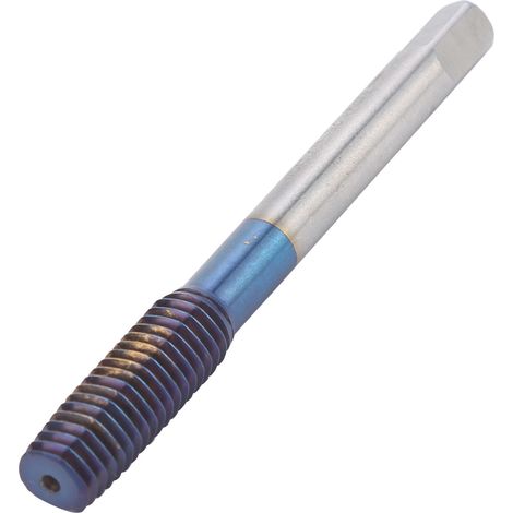 Taraud machine M8 acier tungstène revêtu nano bleu, poignée droite métrique, outil de taraudage filetage droit. (1/5)