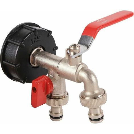 Adaptador IBC, adaptador para tanque IBC S60X6, válvula de bola para grifo de jardín de 1/2 pulgada, adaptador para grifo de manguera de jardín (1/4)