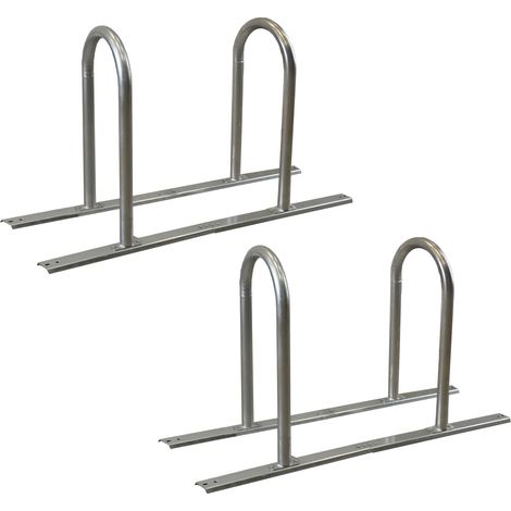 2 x Fahrradanlehnbügel 140 x 88 cm Stahl feuerverzinkt Ø 50 mm grau freistehend Fahrradständer Parker Typ U (1/5)