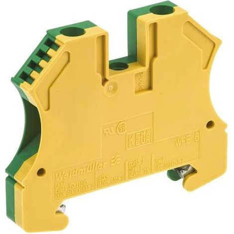 Bloc de jonction rail DIN Weidmuller WPE, 0.5  10mm², A visser, Vert/Jaune ( Prix pour 1 )