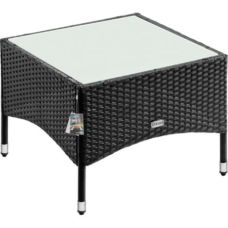 CASARIA® Polyrattan Garden Coffee Side Table Square Weatherproof With Glass Top 50x50x45cm/58x58x42cm Height Adjustable Feet Indoor Outdoor Patio Terrace Balcony Conservatory Bistro M1 - 58x58x42 (1/5)