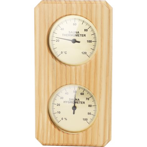 Hygrothermographe de Sauna en bois, plaque dorée 0 à 120 Celsius, thermomètre d'humidité 100 pour l'intérieur de la famille