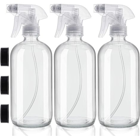 Vaporisateur Vide - Bouteille Spray Verre 250 ml - 2 Réglages Pulvérisation - Pour Nettoyage Aromathérapie Huiles Essentielles - Lot de 3 (1/5)
