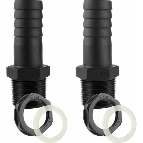 Trop-plein de réservoir 25 mm avec traversée murale - Raccord mâle pour eau de pluie - Joints inclus (9,8 cm x 2,5 cm x 3 cm) (1/4)