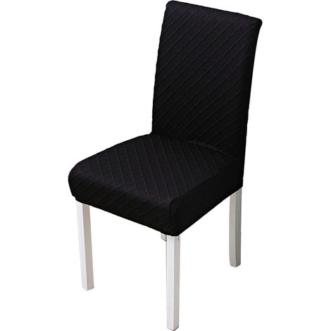 Housse De Chaise - Élastique - Motif Losanges - Noir - Pour Cuisine Salle À Manger - Lot De 2 (1/5)