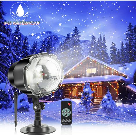 Projecteur lumineux de Noël/Halloween, guirlande lumineuse d'intérieur et d'extérieur avec télécommande, effet neige blanche rotatif, idéal pour Halloween, Noël, mariages, fêtes, jardins et décoration (1/5)