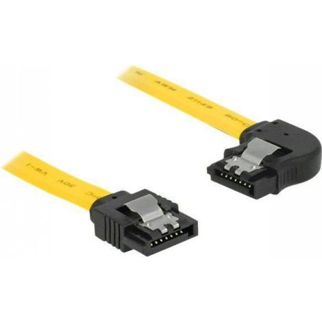 DeLOCK Câble SATA Serial ATA 150-300-600 SATA (M) pour SATA (M) 20 cm verrouillé, connecteur à angle gauche jaune