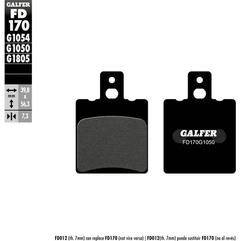 Pastillas de freno Galfer KH047 semimetálicas (grosor 7,3 mm) para scooter