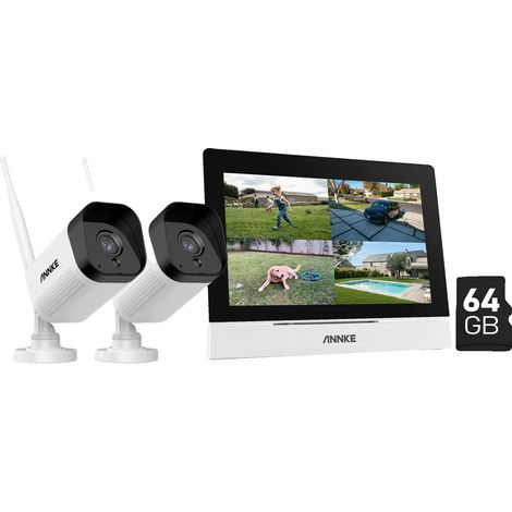 Système de vidéosurveillance sans fil, écran tactile de 7 pouces, audio bidirectionnel, 5MP 2PCS Caméra 64G (1/2)