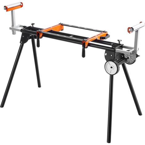 Support pour Scie à Onglet Universel Capacité de Charge 249,5 kg, Piètement pour Scie Pliable en Acier, Hauteur et Longueur Réglables, avec Pince de Supports de Montage Monobloc, Portable (1/5)