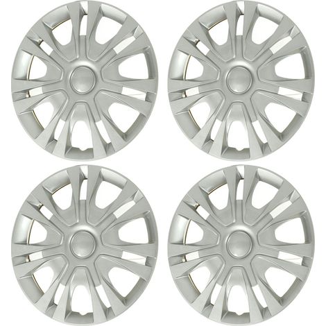 4PCS Enjoliveur 15 Pouces Argenté Sportif Jante Hubcap Universel Remplacement pour Fiat 500 (1/5)