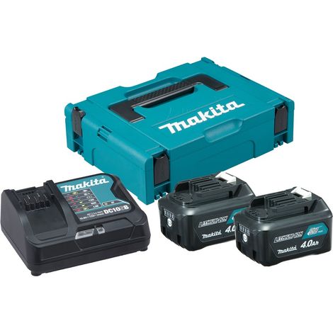 Makita Power Source Kit ( 197641-2 ) 2x BL 1041 B Akku 12 V max. 4,0 Ah CXT + DC 10 SB Ladegerät + Makpac