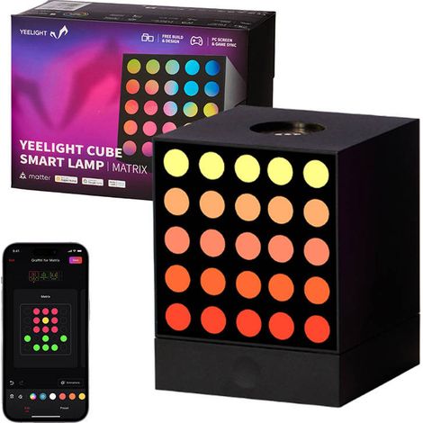 Yeelight Cube Lampe de bureau noire 64 LED RGB (1/4)