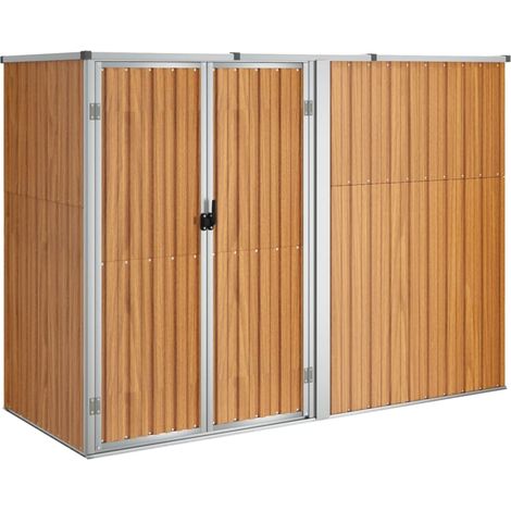 Casetta da giardino casetta per capanni casetta per ripostigli casetta per attrezzi da esterno robusta 225 x 89 x 161 cm acciaio zincato marrone 020022422
