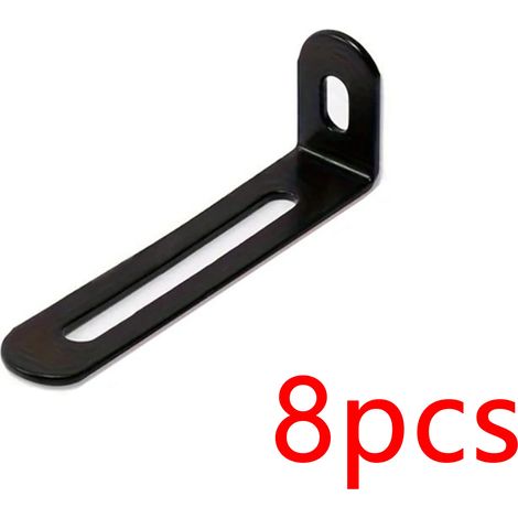 Support d'angle réglable en forme de L (noir, lot de 8), compatible avec divers meubles, lits, chaises, tables, argent et noir, accessoires de quincaillerie (1/5)