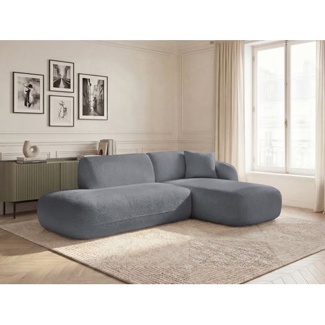 BOBOCHIC - Canapé d'angle fixe modulable ANDA avec 1 méridienne et 1 chauffeuse bout de canapé Angle droit Gris (1/5)