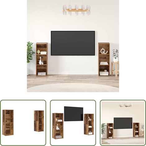 vidaXL Design rustique - Ensemble meuble TV 2 pcs Bois Ancien 107 x 35 x 37 cm (1/5)
