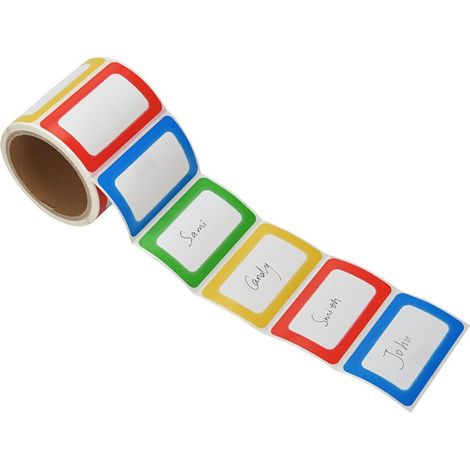 Autocollants d'étiquette de nom de couleur unie - 300 autocollants autocollants de nom d'étudiant pour les bureaux scolaires (2,3 "x 3,3", 2 rouleaux) (1/2)