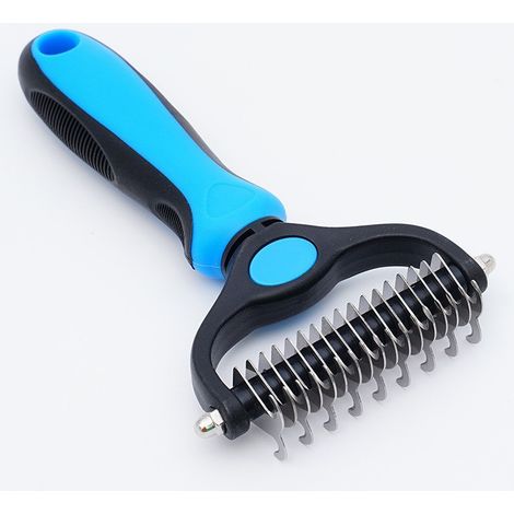 Brosse double – Peigne pour animaux – Brosse pour chats et chiens – Usage universel – Bleu