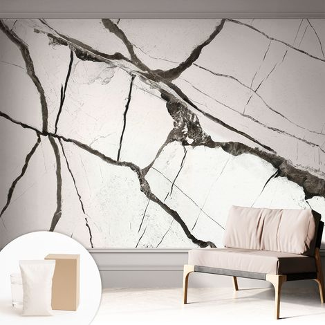 Carta Da Parati Non Tessuto - Con Colla Gratuita - Con Motivi Moderni - Design Elegante Per Pareti crepe nel marmo 312x219 cm (1/5)