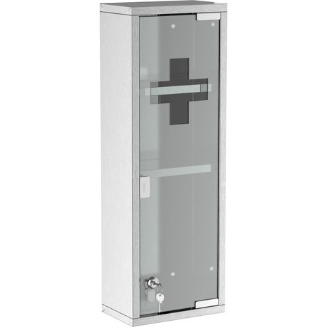 Rangement sécurisé des médicaments avec armoire à pharmacie inox et verre trempé, à fixer au mur salle de bain (1/5)