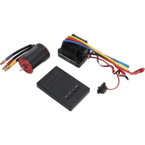 Contrôleur de vitesse électronique (ESC) brushless 60 A avec carte de programmation, moteur brushless 2300 kV avec connecteur banane 4 mm pour voitures et camions radiocommandés 1/10 et 1/8. (1/5)