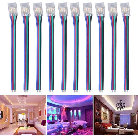4-poliger COB-LED-Streifenverbinder, 10-mm-RGB-Funkclip, DIY-Montage mit Kabel, lötfreier Adapter, Verbindungsverlängerung, Verbinder für farbige LED-Streifen (1/5)