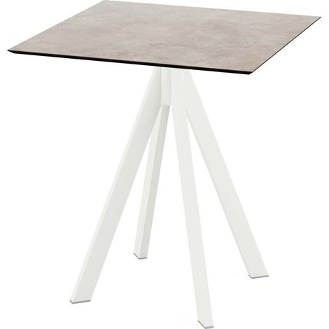 Infinity table de bistrot avec piètement blanc + plateau HPL Moonstone 70x70 cm - Feros