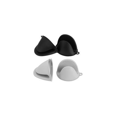 Set di 4 guanti da forno in silicone resistenti al calore, tappetini isolanti in silicone, mini guanti da forno in gomma, simpatici guanti da forno (nero, grigio) - Crezuo