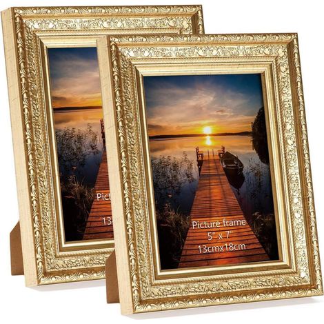 Goldene Bilderrahmen HORLIMER Vintage 13x18 cm 2er Set Echtglas (1/5)