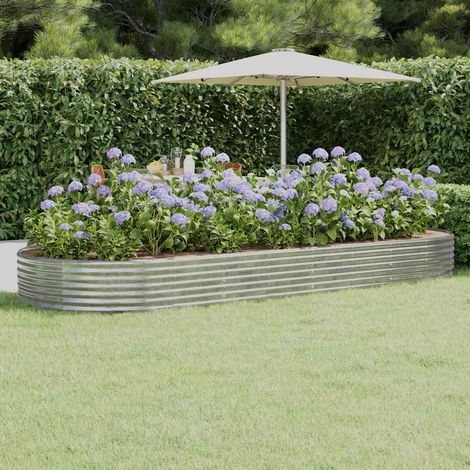 Hochbeet Verzinkter Stahl 373x140x36 cm Silbern