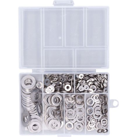 Kit d'accessoires assortis de 660 rondelles plates en acier inoxydable 304 (M3, M4, M5, M6, M8, M10). (1/5)