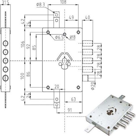 Serrure Sic.Triplice Dx Cylindre E63 Ne42 Atra