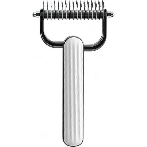 Outil de toilettage professionnel pour animaux de compagnie - Râteau double face pour sous-poil de chats et de chiens, réduit la perte de poils de 95 % pour les animaux à poil long - Grande taille - G (1/5)